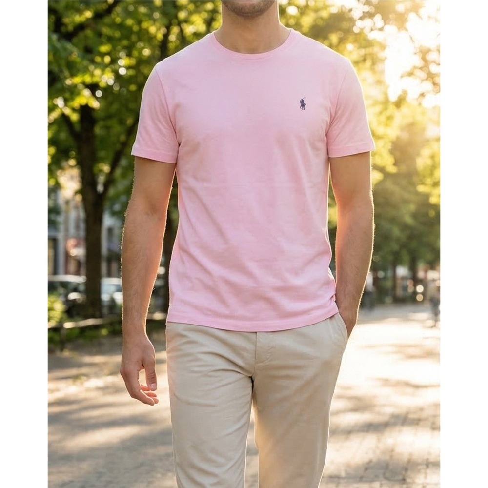 Polo Ralph Lauren Mens Custom Slim Fit T-Shirt Pink XXL Short Sleeve Pony Logo
